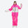 Unisex waterproof 2L snow jacket and bib pants - rose pink, front view with arms out, for resort and backcountry days