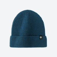
                  
                    Warm wool knit beanie for winter sports - teal wool snow beanie, front product view, for skiing and snowboarding
                  
                