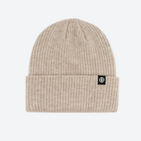 
                  
                    Hearth wool snow beanie with cuffed rib knit - oatmeal wool snow beanie, front product view, for hiking and trail walking
                  
                