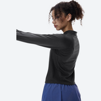 
                  
                    Soft boxy fleece sweater for cold days - black boxfleece half-zip sweatshirt on women, for travel and daily commute
                  
                