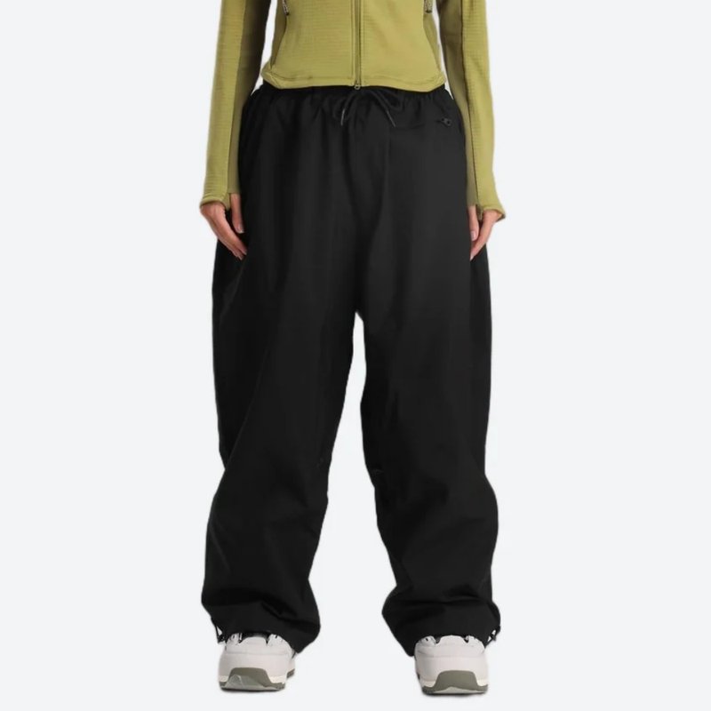 Women's waterproof 2L snow jacket and pants - black snow pants, on-model front view, for resort and street wear