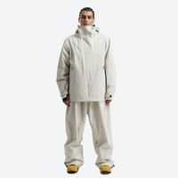 
                  
                    Men's waterproof 2L pullover snow jacket and pants - off-white cream, on-model front view, for skiing and snowboarding
                  
                