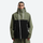Men's colorblock ski anorak set - olive green and black colorblock, on-model front view, for cold-weather winter sports
