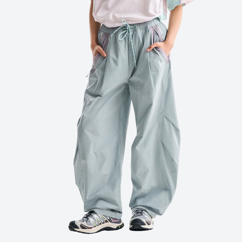 Breathable relaxed trail pants with drawcord waist - light blue quick-dry hiking pants with white tee 7