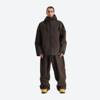 
                  
                    Men's breathable ski jacket with chest zip pockets - coffee brown jacket with coffee pants, for resort and street wear
                  
                