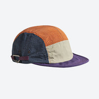 
                  
                    Fast dry five panel cap with color block - orange navy and beige color block five panel cap, for hiking and trail walking
                  
                