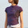 Women's breathable sun-protection tee for outdoor - purple quick-dry tee with slimming panels, upper-body close-up front view