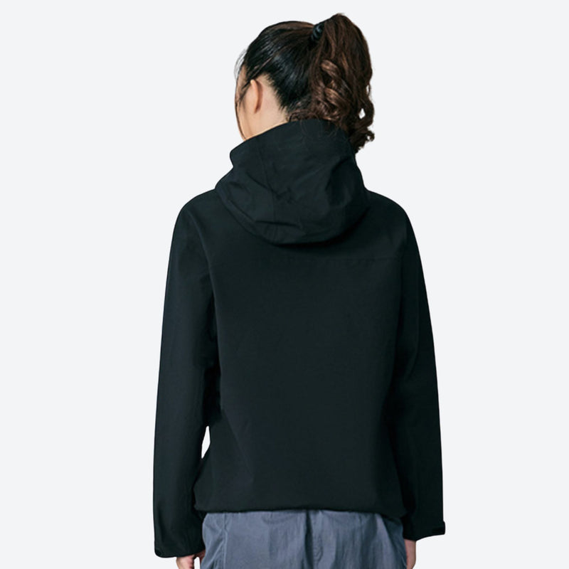 Unisex packable hardshell jacket with carry system - black hardshell jacket, for cold-weather outdoor wear