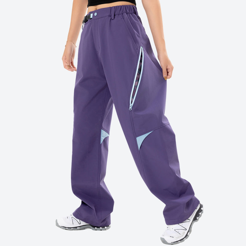 Unisex water-repellent cargo hiking pants - purple cargo hiking pants with black top, for travel and daily commute