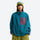 Wavy fleece texture mid-layer jacket - teal wavy fleece mid-layer jacket with purple pocket on women with beanie