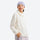 Wrinkle-resistant hooded mid-layer with thumb cuffs - cream hooded mid-layer pullover on women with beanie