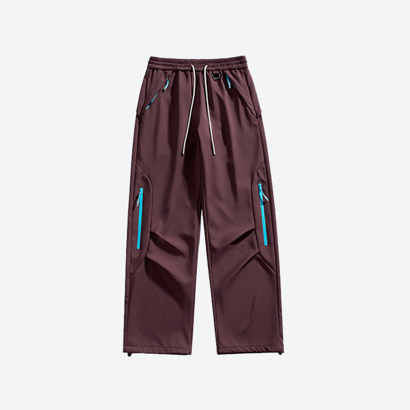 Breathable warm trail pants with soft fleece lining - plum fleece-lined hiking pants, for hiking and trail walking