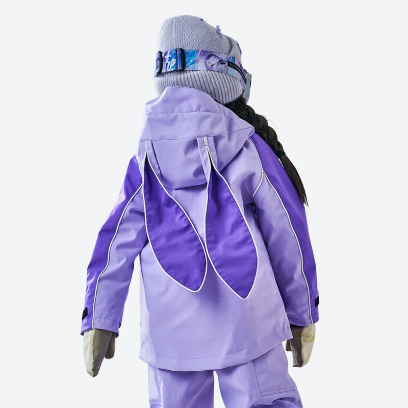 Kids breathable 2-layer ski set with reflective strips - lavender kids jacket, for kids skiing and snowboarding