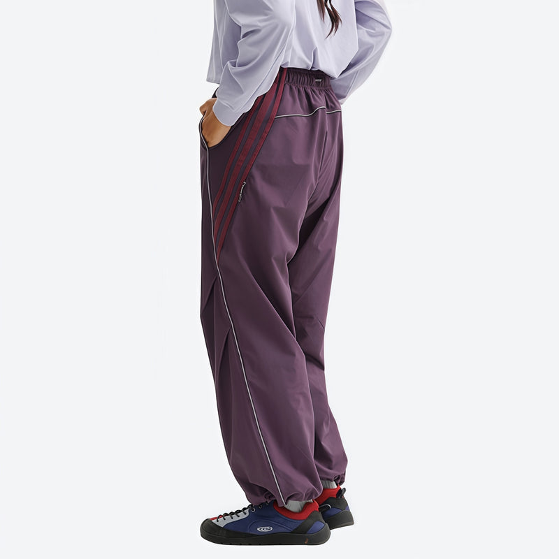 Breathable water-repellent trekking pants with vents - purple snow pants with lavender top, for hiking and trekking