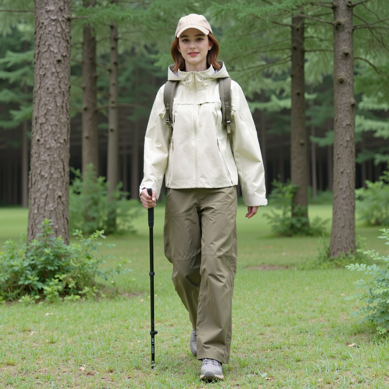 Women's packable waterproof shell for outdoor - cream waterproof jacket, for resort and street wear