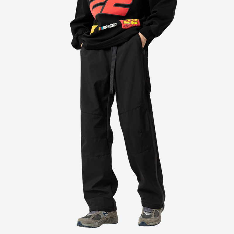 Men's water-repellent stain-resistant work trail pants - black 3-proof cargo pants with red black top