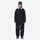 Unisex 2-layer snowboard one-piece suit - black one-piece suit, on-model full-body front view, for cold-weather winter sports