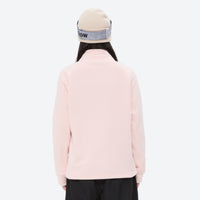 
                  
                    Breathable quick-dry fleece liner for layering - pink fleece liner jacket on women with goggles and beanie 4
                  
                