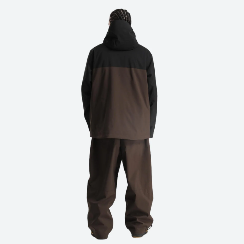 Men's colorblock ski anorak set - black and coffee brown colorblock, for powder days and winter commute
