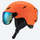 Lightweight ski helmet with integrated goggle look - matte orange snow helmet with mirror goggles, for winter mountain trips