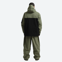 
                  
                    Men's breathable 2-layer snowboard jacket and pants - olive green and black colorblock jacket with olive pants
                  
                