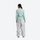 Women's 2-layer snowboard jacket and pants - mint base layer top with white snow pants, for skiing and snowboarding
