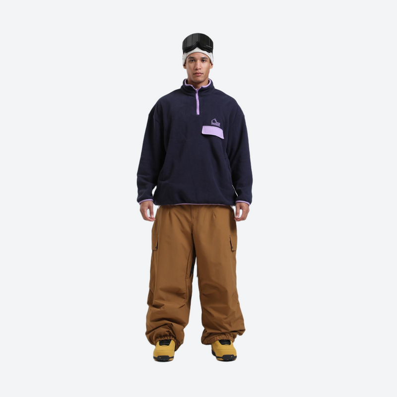 Unisex breathable wide-leg ski pants - tan snow pants, on-model front view, for powder days and winter commute