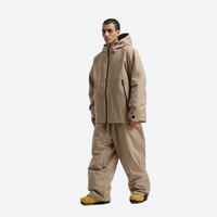 
                  
                    Men's waterproof 2L snow jacket and pants - tan jacket with tan pants, for powder days and winter commute
                  
                