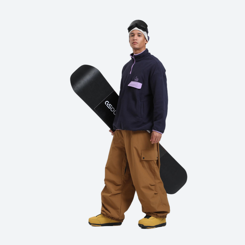 Unisex breathable wide-leg ski pants - tan snow pants, for resort and street wear