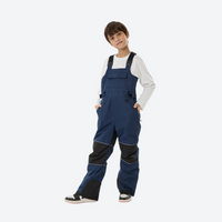 
                  
                    Youth 3-layer ski suit with bib pants - navy bib pants with black knee patches, for family resort ski days
                  
                