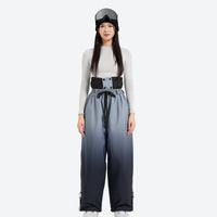 
                  
                    Unisex gradient print snowboard jacket and pants - black gradient snow pants with black top, for resort and street wear
                  
                