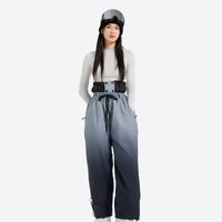 
                  
                    Unisex gradient colorblock snow jacket and pants - black gradient snow pants with black top, for powder and piste riding
                  
                