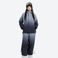
                  
                    Breathable waterproof 2L ombre ski set - black gradient jacket with pants, on-model front view, for skiing and snowboarding
                  
                