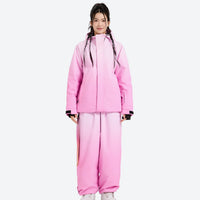 
                  
                    Aussie season clearance ski jacket and pants - pink ski jacket and pink pants on women, for winter mountain trips
                  
                