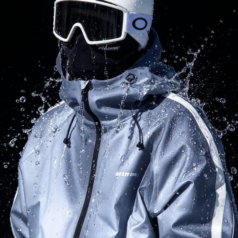 Women's gradient print breathable ski jacket set - blue gradient jacket, for cold-weather winter sports