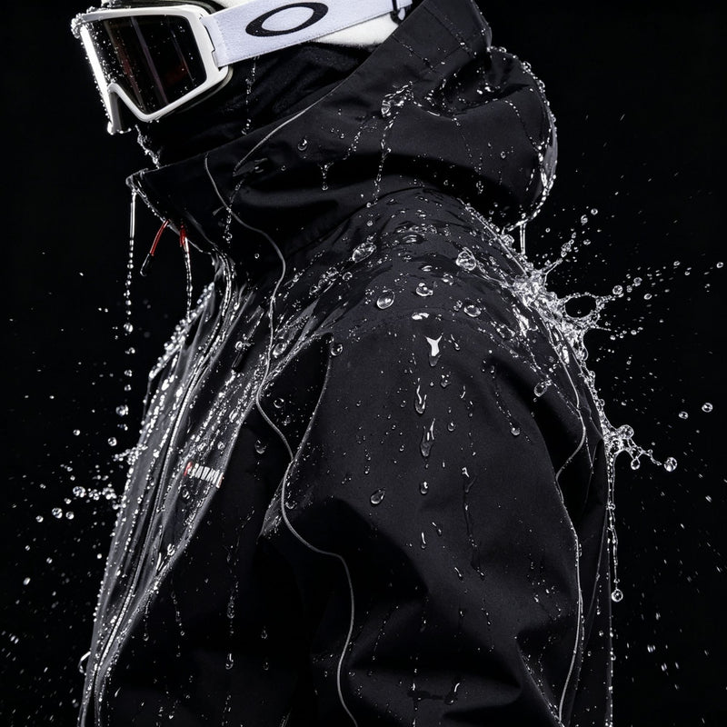 Men's 2-layer snowboard jacket and pants - black jacket, fully taped seams keep snow out