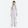Women's print snowboard anorak with wide-leg pants - white print wide-leg pants with gray top, for powder and piste riding
