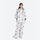 Women's breathable paw print pullover ski jacket - white print anorak with print pants, for powder and piste riding