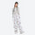 Women's print snowboard anorak with wide-leg pants - white print pants with gray top, for resort and street wear