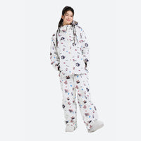 
                  
                    Women's 3L print snow anorak and pants series - white print anorak with print pants, for resort and street wear
                  
                