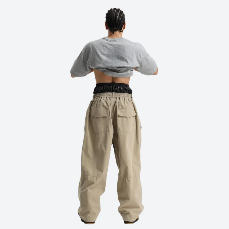 Breathable 3-layer ski pullover with balloon pants - tan snow pants, for powder days and winter commute