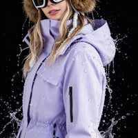 
                  
                    Women's waterproof 3L ski jacket and bib pants series - lavender, for snowy mountain travel
                  
                