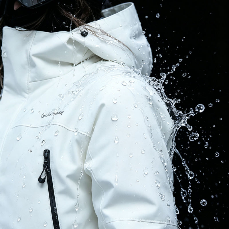 Breathable ski jacket with taped line details - white jacket, for resort and street wear