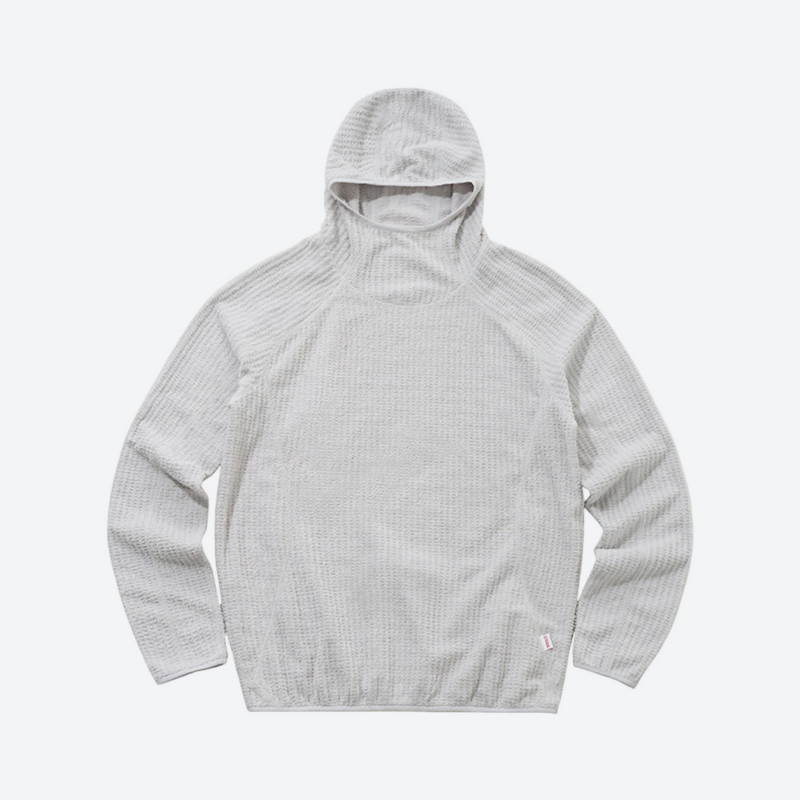 Breathable lightweight air-layer fleece pullover with hood - white air fleece hoodie, for hiking and trail walking