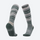 Cushioned compression ski socks for snow sports - gray green striped merino ski socks, pair view, for winter snow sports