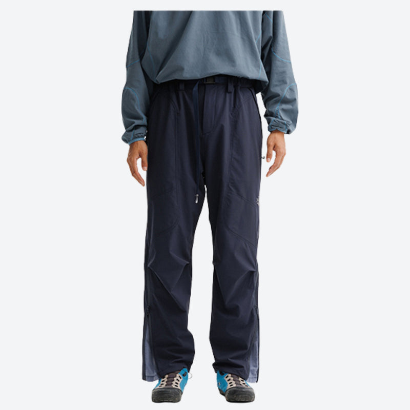Unisex water-repellent cargo hiking pants - navy cargo hiking pants with gray blue top, for travel and daily commute