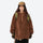 Breathable hooded pullover anorak with snap front - brown hooded mid-layer pullover with cap, for layering in cool weather