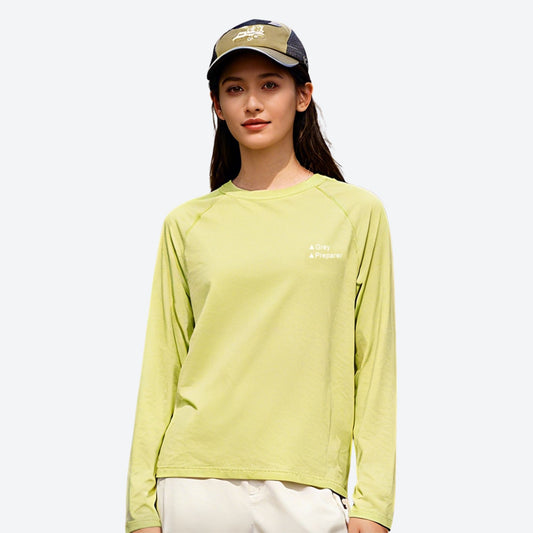 Women's soft merino wool baselayer with mountain print - lime merino wool baselayer long-sleeve on women