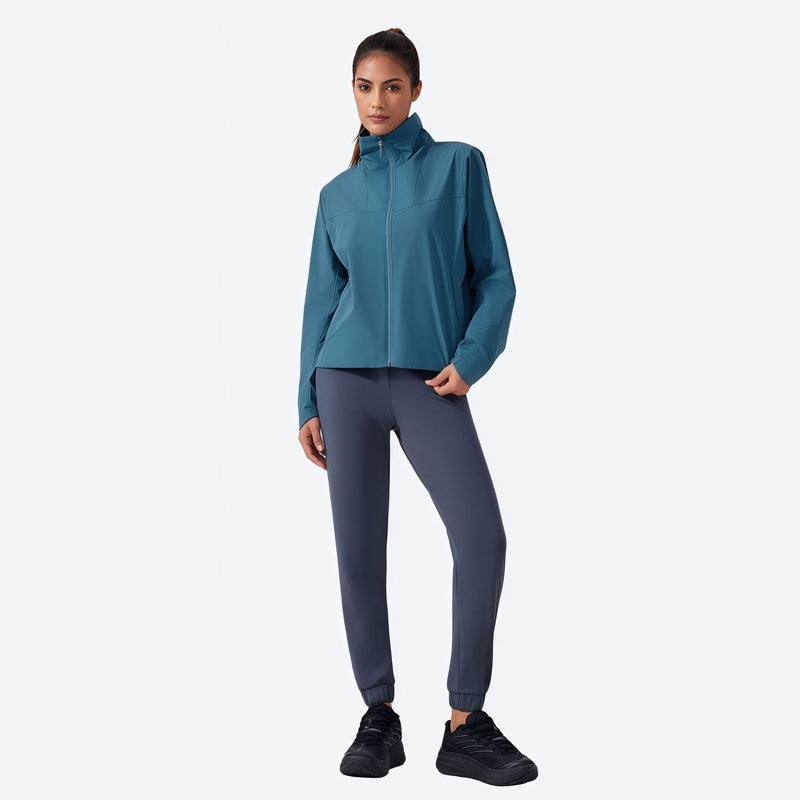 Women's lightweight fleece-lined softshell jacket - teal softshell jacket, for travel and daily commute