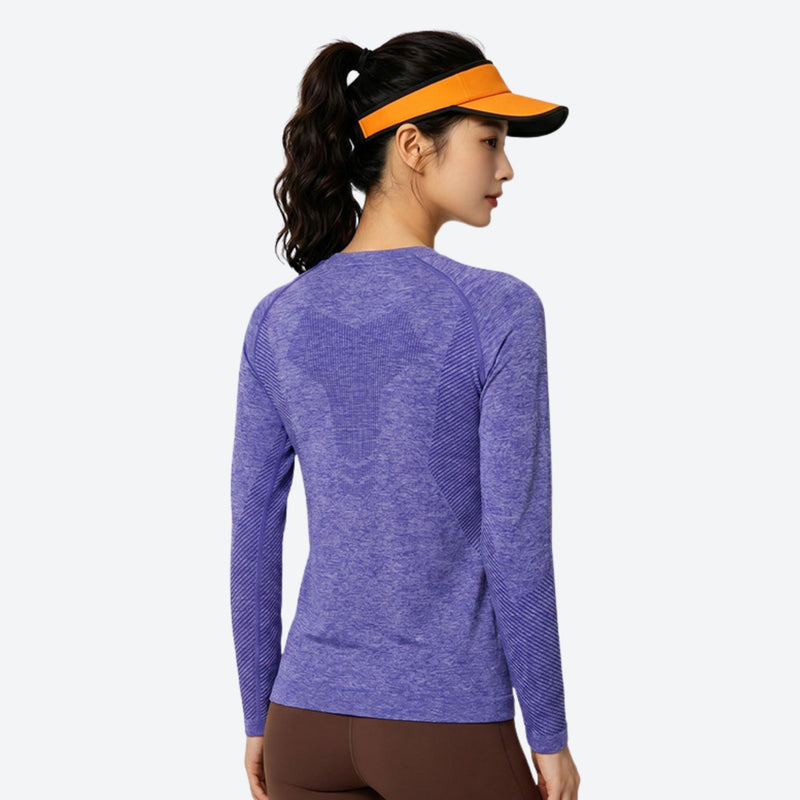 Breathable quick-dry base layer with channel knit - purple 3D channel quick-dry baselayer, for hiking and trail walking
